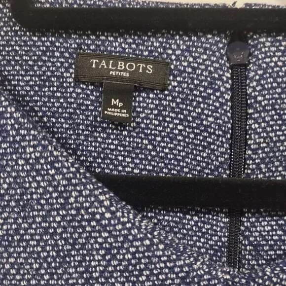 Talbots Women's Blue Tweed Midi Dress Size Medium Petite - Picture 3 of 3